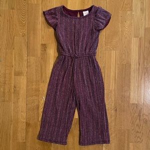 Girl’s Glittery Jumpsuit, 2T, Purple/Burgundy with Raised Pinstripes